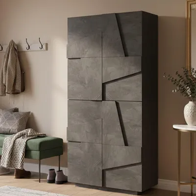 Immagine prodotto di Dmora Scarpiera Archibal 38x81x167h cm Grigio Ardesia, 32 Paia 4 Ante  Italy