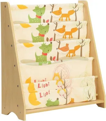 Produktbild von Kinderbuchregal mit 4 Etagen, Bücherregal für Kinderzimmer oder Vorschule, farbenfroh, hellbraun