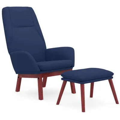 Produktbild von vidaXL Relaxsessel mit Hocker Blau Stoff