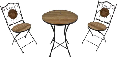 Immagine prodotto di AXI Amélie Set Bistrot da Balcone, 2 Sedie 1 Tavolo, Set Bistrò Veranda Stile Granaio Legno - Set Bistro da Giardino, Tavolo Bistro a Mosaico per Giardino/Balcone/Terrazza
