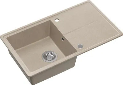 Produktbild von QUADRON Spülbecken 1-Becken Spüle | Größe: 78 x 45 x 18,5 cm | TONY 111 | Küchenspüle Granitspüle aus GraniteQ mit Siphon | River Sand & Stahl