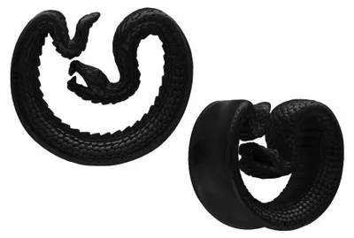 Produktbild von Wildcat Tunnel - Ear Saddles Snake aus Chirurgenstahl 316L, Körperstelle: Ohr, 8,0 mm, Schwarz