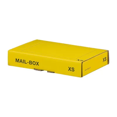 Produktbild von 20x Versandkarton 244x145x43mm MAILBOX XS mit Steckverschluss wiederverschließbar für Maxibrief gelb