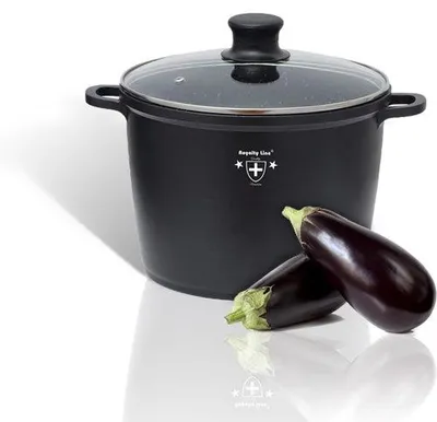 Zdjęcie produktu dla Naczynie żaroodporne z powłoką marmurową i szklaną pokrywką, 28 cm