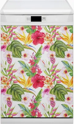 Produktbild von Magnetmatte Geschirrspüle Abwaschbar Küche Magnete  Dekor 45x80 cm  - Exotischer Hibiskus