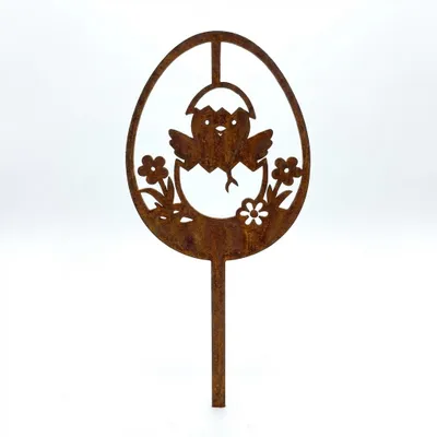 Produktbild von Edelrost Osterdeko - Osterei mit Küken 20 x 6 x 1 cm - Metall Dekofigur in Edelrost Optik - Osterdeko für Garten und Wohnraum - Rustikale