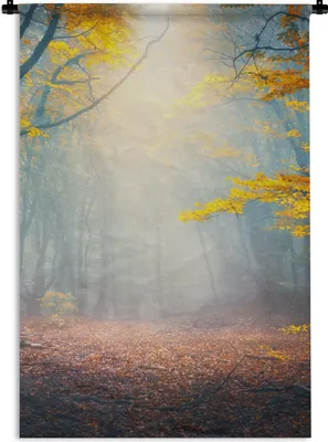 Produktbild von MuchoWow® Wandteppich Wandbehang Wald - Nebel - Herbst 120x180 cm Tapisserie Dekoration Wandtuch - Schlafzimmer - Dekorationen für das Haus