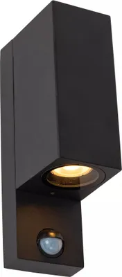 Image de Applique d'extérieur noire avec détecteur 2 x GU10 7W ZARO Lucide
