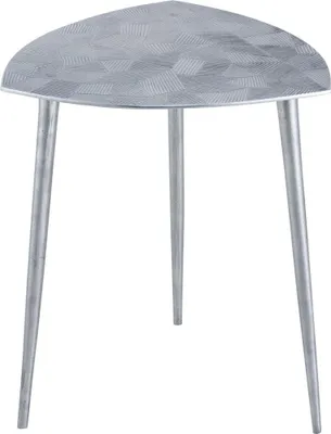Zdjęcie produktu dla Stolik boczny srebrny aluminiowy loft drewniany 46 cm