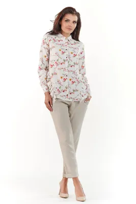 Productafbeelding van Infinite You dameshemd met lange mouwen, model Gwenenes M171, kleur ecru, maat L