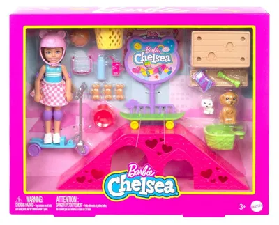 Produktbild von Mattel HJY35 - Barbie - Chelsea - Skatepark: Chelsea mit Skateboard und 15+ Zubehörteilen