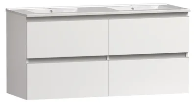 Image de Meuble vasque suspendu MITO - Blanc - 120 cm - 4 tiroirs - Meuble de salle de bain