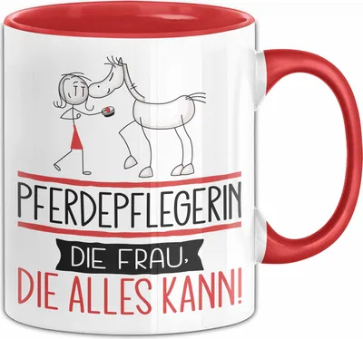 Produktbild von Pferdepflegerin Geschenk Tasse Becher Die Frau Die Allen Kann Geschenkidee für eine Pferdepflegerin Lustig (Rot)