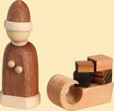 Produktbild von Seiffener Volkskunst - Miniatur, Weihnachtsmann mit Schlitten, natur, 8 cm