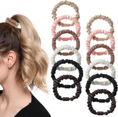Produktbild von Invisibobble Scrunchies Seide - 12 Stück,년까지베어 Satin Haargummi & Scrunchies Seide für dicke und dünnes Haar, Mädchen 6 farben - Reißfest, Zopfgummis für dicke und dünne Haare - Haarseil Haarschmuck