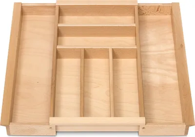 Produktbild von ORGA-BOX III BUCHE Besteckeinsatz ausziehbar für Schubladenbreite 40 - 60 cm z.B. in Nobilia Küchen ab 2013 Holz-Besteckkasten mit mit 5 - 7 Fächern