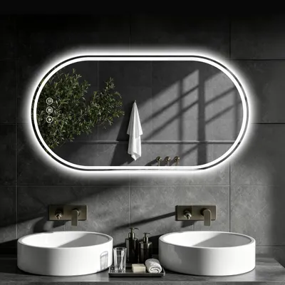 Immagine prodotto di Specchio da bagno illuminato a LED, dimensioni 114x60 cm, antiappannamento, grado di protezione IP65, resistente all'acqua