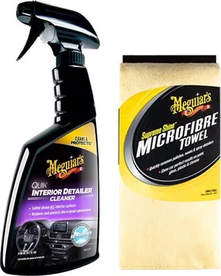 Produktbild von Meguiar's® Quik Interior Detailer™ Cleaner Innenraumreiniger + Meguiar's® Supreme Shine™ Microfibre Handtuch