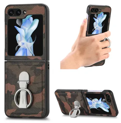 Immagine prodotto di Per Samsung Galaxy Z Flip5 5G Custodia protettiva mimetica con supporto ad anello Custodia Cover