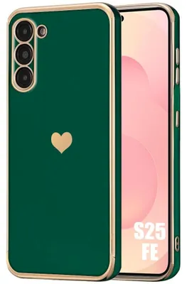 Image de Coque pour Samsung Galaxy S25 FE, Silicone avec Motif Coeur Protection Antichoc Slim Vert Nuit