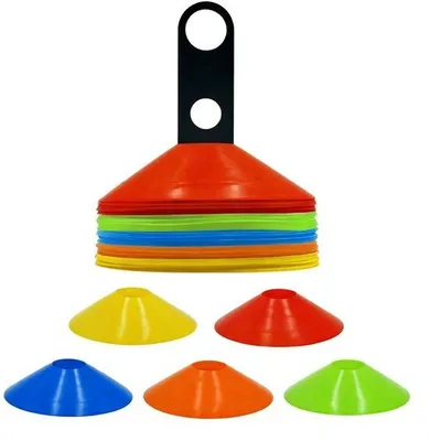 Productafbeelding van Ibenzoa® Trainingskegelset, 20 stuks, PE-trainingskegels voor binnen en buiten, stapelbaar met opbergstandaard, Ø 20 cm × H 5 cm, 5 kleuren (geel, rood, blauw, oranje en andere)