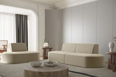 Produktbild von Sofaset Designersofa Set 2-1 MILOT in Stoff Opera Velvet Beige