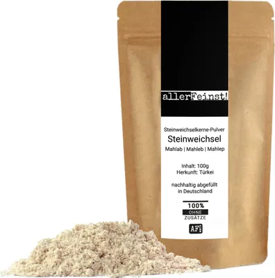 Produktbild von Mahlep Steinweichselkerne-Pulver - Steinweichsel Mahlab Mahleb Felsenkirsche gemahlen - Tsoureki Gewürz (Griechisches Osterbrot) - 100g