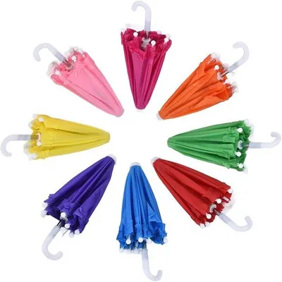 Image de Ensembles de parapluies miniatures pour enfants - 8 pièces - Jouets et décorations pour les fêtes de poupées