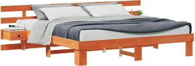 Immagine prodotto di vidaXL Struttura letto con testiera marrone 200 x 200 cm in legno di pino massiccio