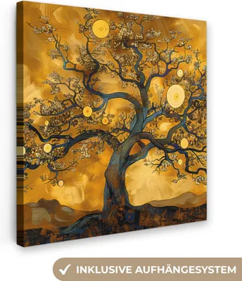 Obrázok produktu pre MuchoWow® - Plátno - Strom - Strom života - Abstraktné - Zlaté, fototapeta, nástenná dekorácia obrazy obývacia izba, 50x50cm