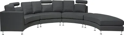 Produktbild von BELIANI Sofa mit Ottomane Grau Polsterbezug 7-Sitzer U-Förmig Halbrund Verstellbare Kopfstützen Wohnlandschaft Ecksofa Modulsofa Modern Wohnzimmer