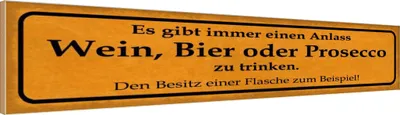 Produktbild von vianmo Holzschild 10x46 cm Wein Bier oder Prosesso trinken Spruch Zitat