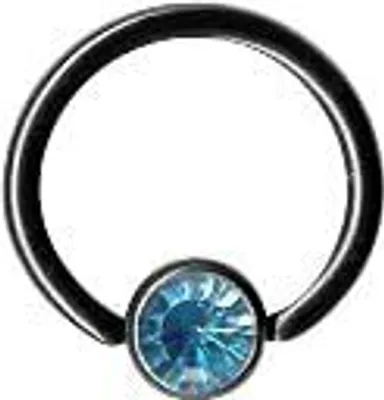 Produktbild von Karisma Stahl 316L Lippenbändchen Black Piercing Stein Abgeflacht Flat Back 8mm- Aqua