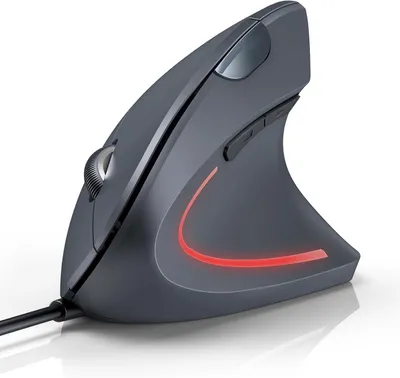 Produktbild von Kabelgebundene vertikale Maus, ergonomisch, leise, 6400 DPI, 4 DPI-Stufen, 1,5 m USB-Kabel, 6 Tasten für Laptop, Desktop-PC, MacBook