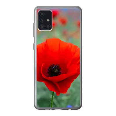 Produktbild von MuchoWow® Handyhülle Schutzhülle Hülle für Samsung Galaxy A52 5G Lila und rote Mohnblumen auf einer Wiese Silikon Softcase Handy Hülle - Umschlag