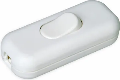A white inline switch for a power cord.