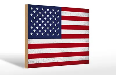 Produktbild von Holzschild Flagge Vereinigte Staaten 30x20cm Flag Vintage