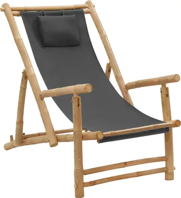 Obrázek produktu pro Lehátko bambus a plátno tmavě šedé