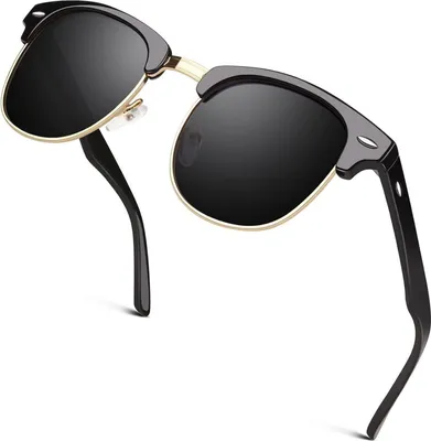 Produktbild von Horn Gestell Halbrahmen Polarisierte Retro Sonnenbrille Herren Damen UV400