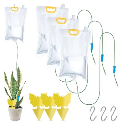 Bewässerungsset 4er-Pack, 3,5 l, transparent, mit gelben Klebestreifen