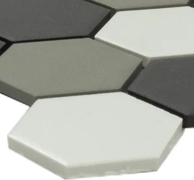 Produktbild von Keramik Mosaikfliese Hexagon Bern Schwarz Weiss