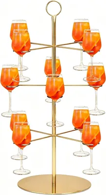 Productafbeelding van Cocktailboomstandaard 3 etages, 12 glazen, metaal, voor feest