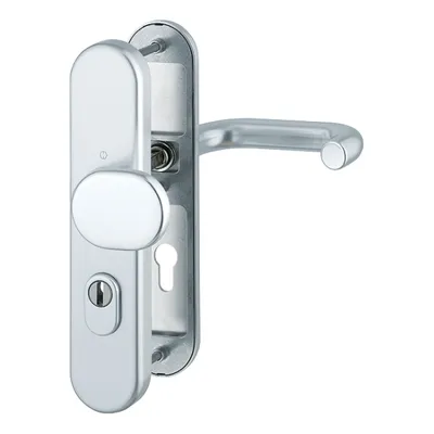 Produktbild von HOPPE Paris Feuerschutz-Schutz-Langschild-Wechsel-Garnitur mit Zylinder-Abdeckung für Außen-/Wohnungsabschluss-Türen, F1 Aluminium Natur, FS-86G/3332ZA/3310/138F ES1, 9 / 72, Knauf / Griff.
