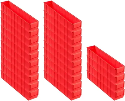 Produktbild von SuperSparSet 24x Rote Industriebox 500 S | HxBxT 8,1x9,1x50cm | 2,8 Liter | Sichtlagerkasten, Sortimentskasten, Sortimentsbox, Kleinteilebox