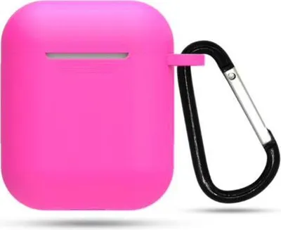 Obrázok produktu pre Puzdro Jumadas pre AirPods – "Kompatibilné" s AirPods 1 a 2 – Mäkké puzdro – Tmavoružové – Ochranné puzdro – S karabínkou