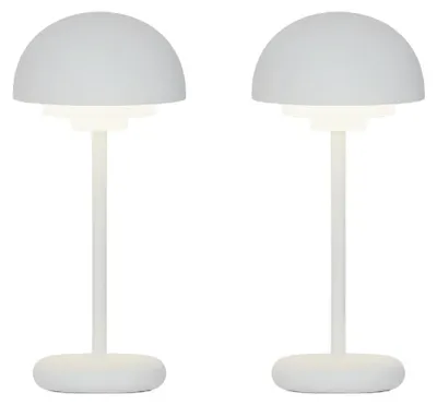 Obrázok produktu pre Luxus Europe – Stolná lampa Rhodos – Súprava 2 kusov, biela – Bezdrôtová vonkajšia stolná lampa – Nabíjateľná