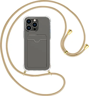 Produktbild von Handykette Backcover-Schutzhülle mit Band (Metall goldfarben) für Apple iPhone 15 Pro Max - caramel