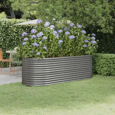 Image de vidaXL Lit surélevé Acier revêtu par poudre 224x80x68 cm Gris