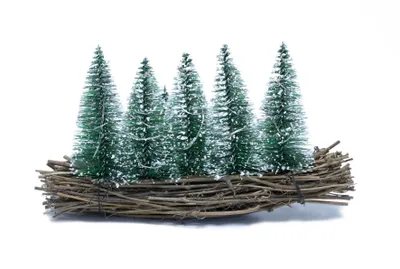 Image de 3.08 Petite forêt décorative illuminée avec 27 LED - Sapins sur bois Décoration env. 25x14 cm