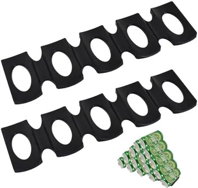 Produktbild von 2 Stück Silikon Kühlschrank Dosenhalter, Universal Bier Weinflaschen Rack Halter Matte, Faltbare Flaschenhalter, Flaschenablage Hält 15 Flaschen (Schwarz)
